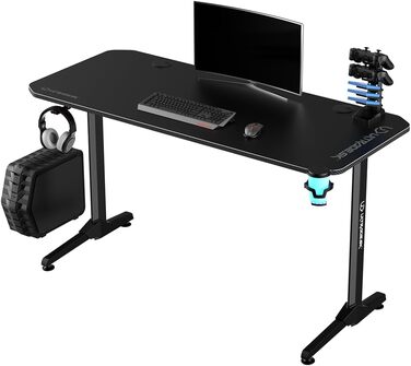Ігровий стіл ULTRADESK FRAG V3 140x60 см, чорний, сталевий каркас, для 2 моніторів, аксесуари в комплекті