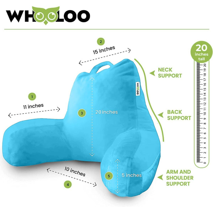 Подушка для сидіння в ліжку з підтримкою спини, великий кут нахилу для дорослих, для перегляду телевізора, підставка для ліжка, для людей з ГЕРХ, печією, відновлення, храпіння, виготовлена у США, 100% піна з пам'яті ефектом