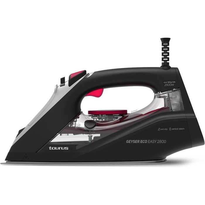 Праска Taurus 2800 Вт з регулюванням температури та подачі пари, керамічна підошва, система захисту від накипу та Anti-Drop, водяний спрей