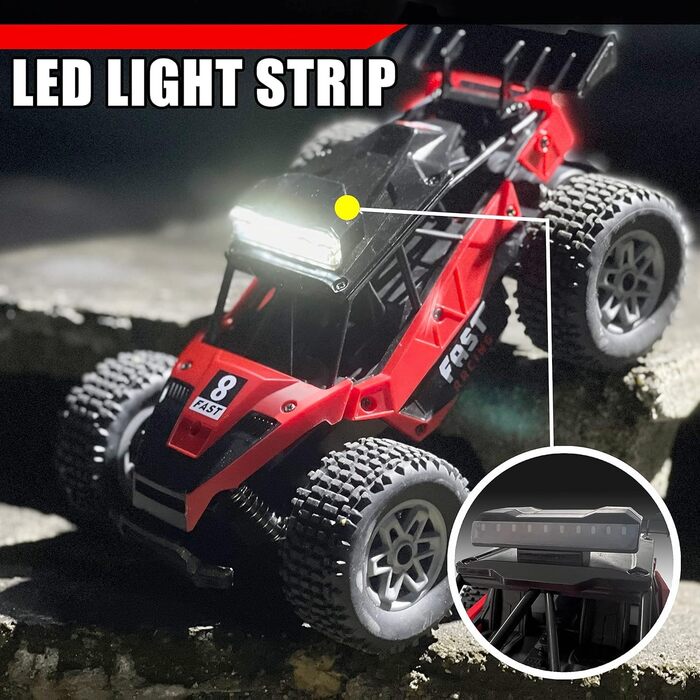 Радіокерований позашляховик Monster Truck 2.4GHz, 2 акумулятори, до 20 км/год, для хлопчиків та дівчаток від 6 років - модель 8836 (2025)