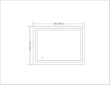 LED дзеркало Badspiegel GS084N з підсвічуванням (80 x 60 см, сенсорний вимикач, холодне біле світло)