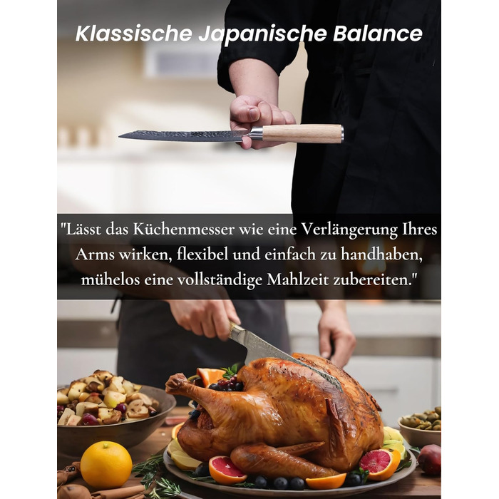 Японський ніж Сантоку 18 см з VG-10 сталі Дамаск (67 шарів), професійний кухонний ніж, ідеальний для дому та як подарунок