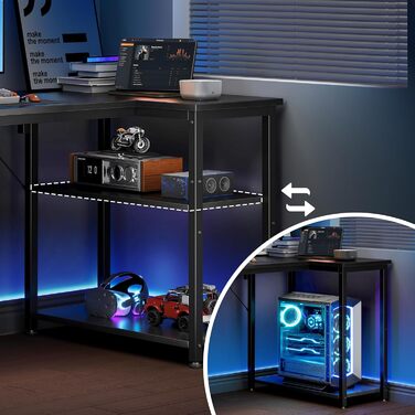 Ігровий стіл Coleshome 100x70 см, кутовий, з обертовим відсіком для зберігання, чорний