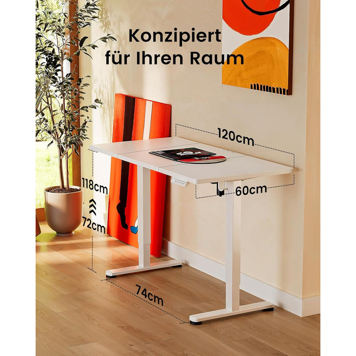 Електричний регульований стіл ErGear 160x80 см з пам'яттю, білий. Підключення до плати 120x60 см для дому та офісу