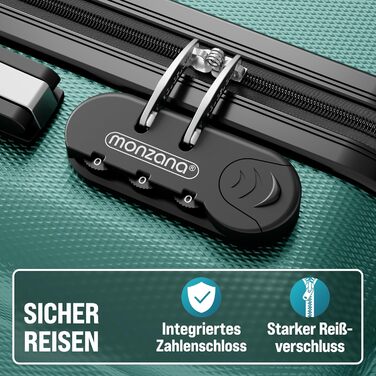 Набір валіз Monzana® 3шт (зелений) M-L-XL з замком, органайзером та вагами - гнучкі ручки, подвійні колеса, підставка, тріумф, валіза з жорстким корпусом, багажний набір