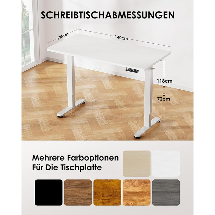 Електричний регульований стіл ErGear 140x70 см з пам'яттю, для дому та офісу, з кріпленням