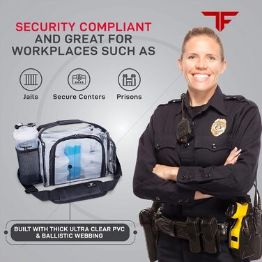 Ізольована ланчбокс з 6 контейнерами для їжі – BPA-Free, багаторазовий, підходить для мікрохвильової печі та морозильника – ланч-сумка з шейкером, органайзером для пігулок, плечовим ременем та охолоджувальними акумуляторами – сумка-холодильник (прозора)