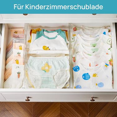 Організатори для шухляд Vtopmart (8 шт.) - регульовані, прозорі, 25.6-41.6 см