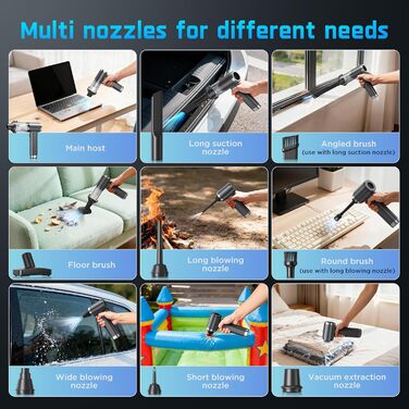 Акумуляторний ручний пилосос 4в1 Vac104, бездротовий автомобільний міні-пилосос 25000Па, безщітковий мотор 150000 об/хв, 6000mAh, для авто, дому та офісу