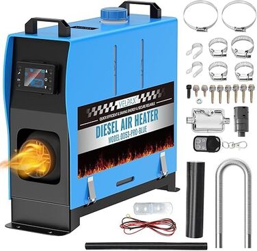 8KW дизельний обігрівач, 12V, з пульт дистанційного керування та LCD-екраном, для авто, RV, човнів, вантажівок, 8KW, блакитний