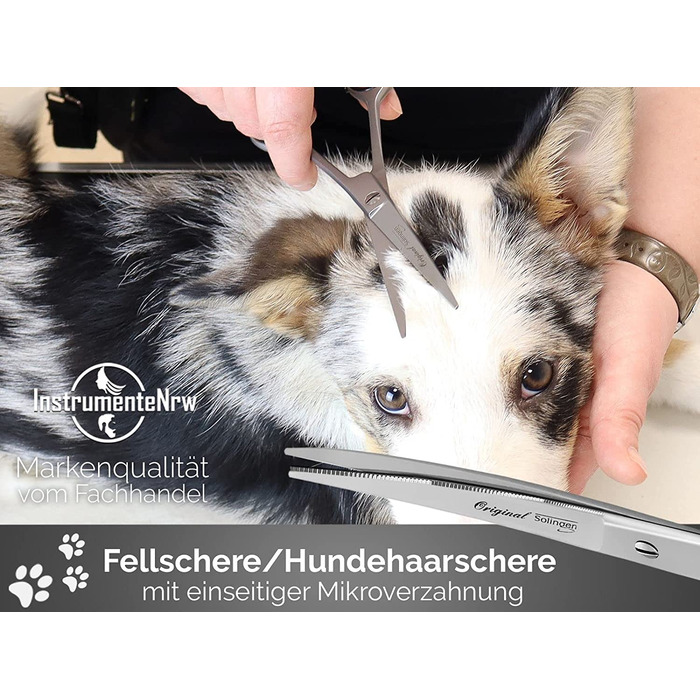 Ножиці для стрижки собак Solinger, зроблені в Німеччині Ножиці для стрижки собак вигнуті з одностороннім мікрозубчатим покриттям з нержавіючої сталі Ножиці для стрижки собак, кішок, домашніх тварин (7 дюймів)