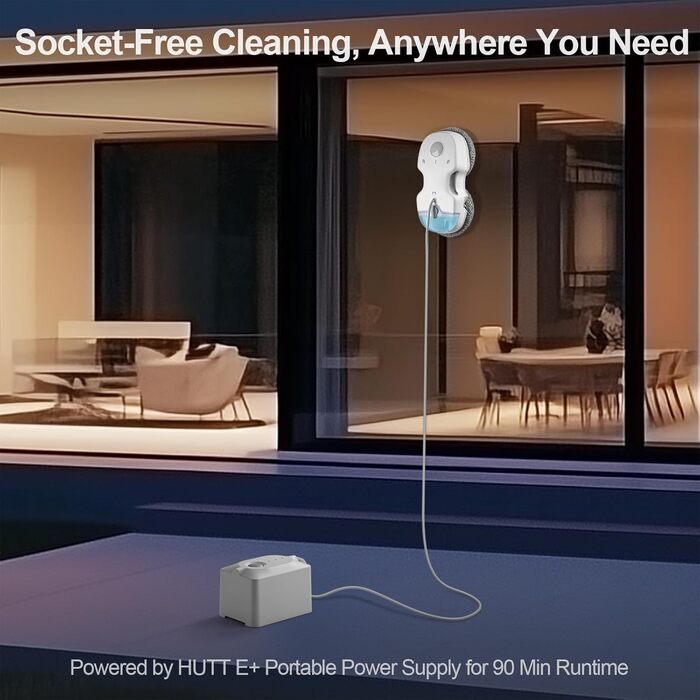 Робот-прибиральник вікон Hutt S7+ з функцією розпилення, 5500Pa, 3D-подушка, 80 мл, автоматичний, з набором ганчірок