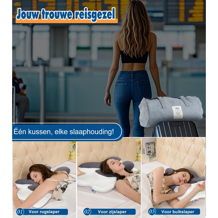 Ортопедична подушка для шиї IDEA з Memory Foam, для дорослих, з підтримкою шиї, Travel Neck Pillow