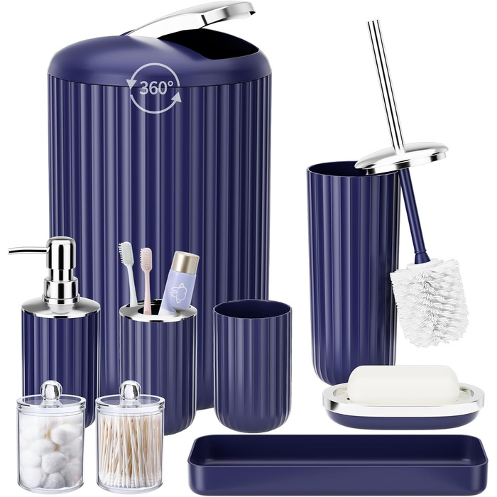 Набір аксесуарів для ванної кімнати 9 шт. чорного та золотого кольору (Морський блакитний)