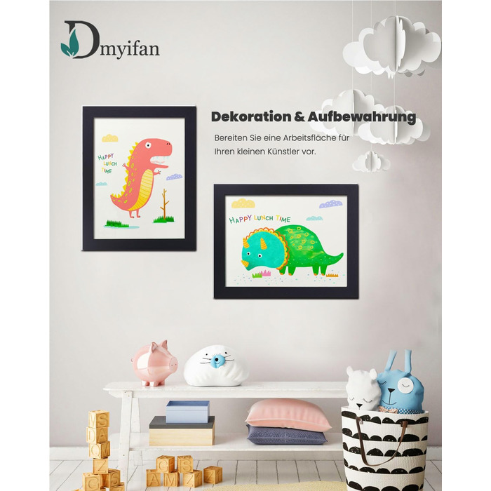 Рамки для фотографій A4, 2 шт. - Чорні, для дитячих малюнків, школи, дому, офісу