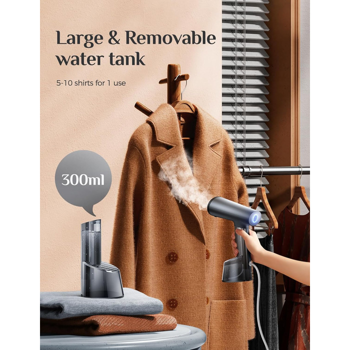 Портативний відпарювач для одягу Mioduro: швидке нагрівання, 1400 Вт, великий резервуар 300 мл