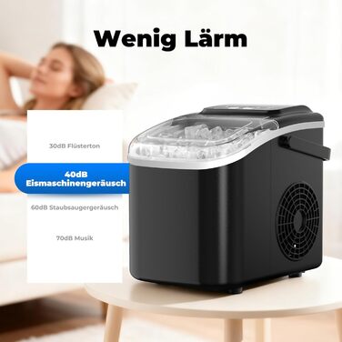 Машина для приготування льоду 12 кг/24 год, компактна модель 1,2 л, самоочищення, кошик/лопатка для льоду, 8 кубиків за 6-9 хвилин, для кухні/офісу/вечірки/дому/RV