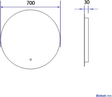 Круглий LED-дзеркало для ванної кімнати S'AFIELINA 60см з підсвічуванням та сенсорним вимикачем, регулювання кольору світла (тепле, нейтральне, холодне), диммування