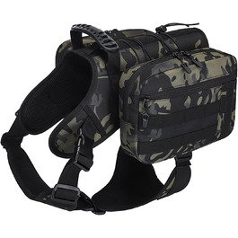 Рюкзак-сідло для собак BYGD, легкий знімний похідний рюкзак для собак, водонепроникний рюкзак для собак, для собак середнього розміру, для прогулянок на свіжому повітрі (камуфляж)