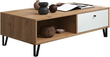 Тумба Trendteam Smart Living Touch з масиву дуба Artisan/білий колір - комод з 2 дверцятами та 4 відділеннями (110x37x60 см)