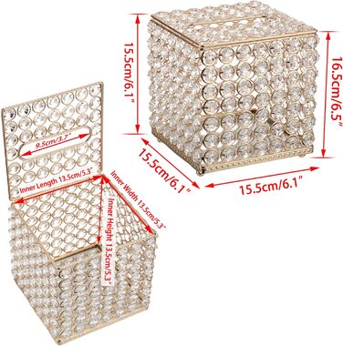 Коробка для косметичних серветок SUMNACON 16,5х15,5 см золотиста з кристалами