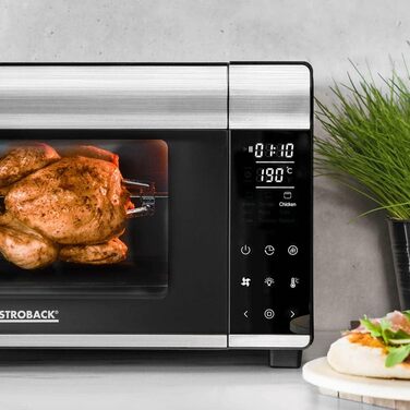 Міні-піч GASTROBACK Bake & Grill з конвекцією, 26 л, 5 функцій, Cool Touch, камінь для піци, дека, решітка, шампур