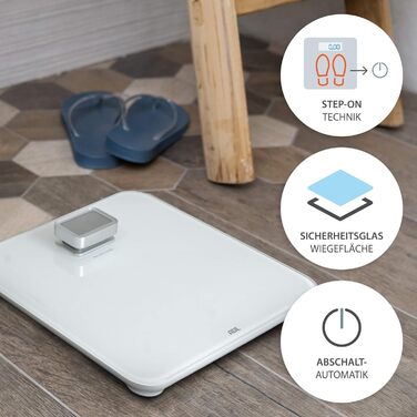 Цифрові ваги для ванної кімнати ADE без батарейок Екологічно чисті безбатарейні ваги з динамо-машиною Стійкі ваги тіла до 150кг Білий (білий)