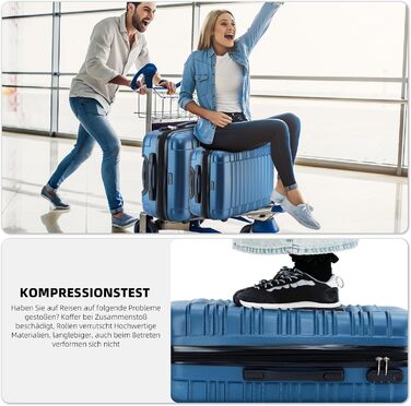 Дитячий валіза-тролик Beibye з жорстким корпусом (Турквіс, Блакитний, Набір)