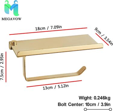 Тримач для туалетного паперу MEGAVOW 18 см золотистий