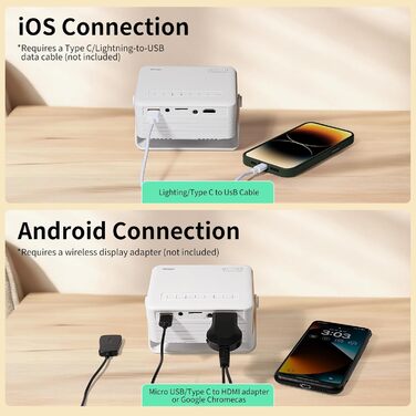 Міні проектор YOTON Y3 1080P: портативний для кінотеатру вдома, з авто-корекцією та HDMI/USB/Phone/PS5, жовтий