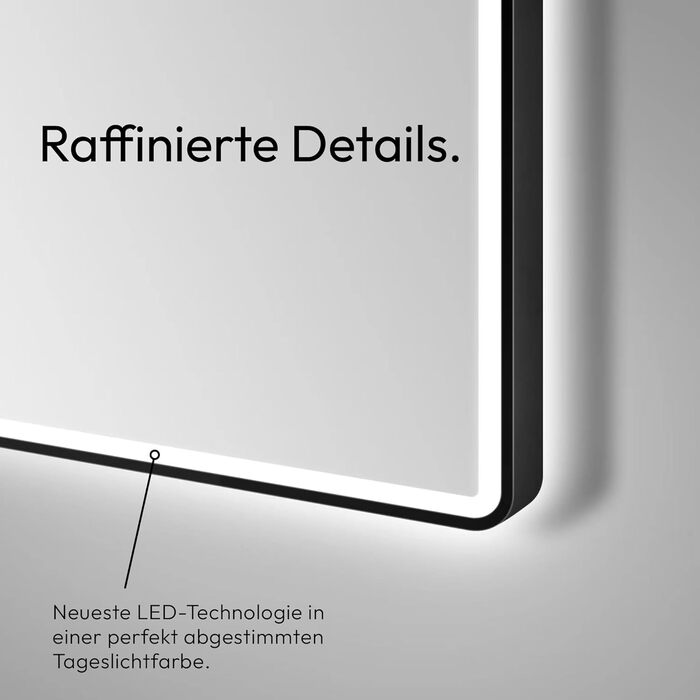 Дзеркало для ванної кімнати Talos Black Moon LED 120x70 см з підсвічуванням, вологостійке, нейтральне світло