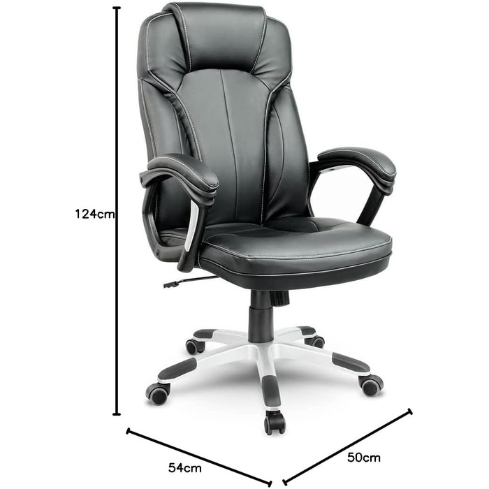 Офісне крісло Sofotel: регульована висота, Tilt механізм, підлокітники, підголовник, чорний колір, штучна шкіра