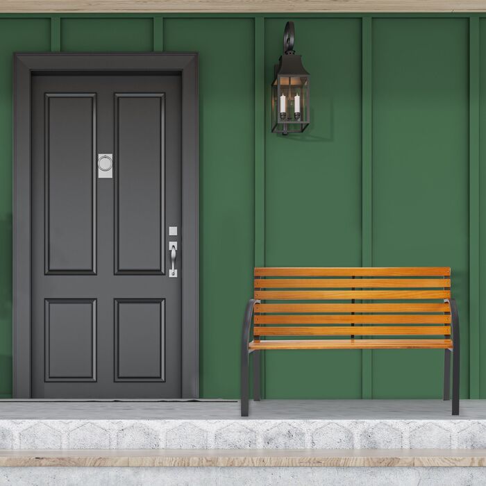 Лавочка для саду Relaxdays з дерев'яною лавкою та сталевим каркасом