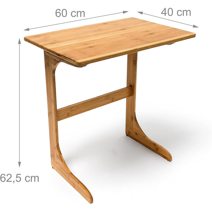 Стіл для ноутбука Relaxdays бамбук В x Ш x Г приблизно 62,5 x 60 x 40 см Журнальний столик, а також журнальний столик для ноутбука з дерева з практичною полицею та оптимальною робочою висотою з високоякісного бамбука, натурального