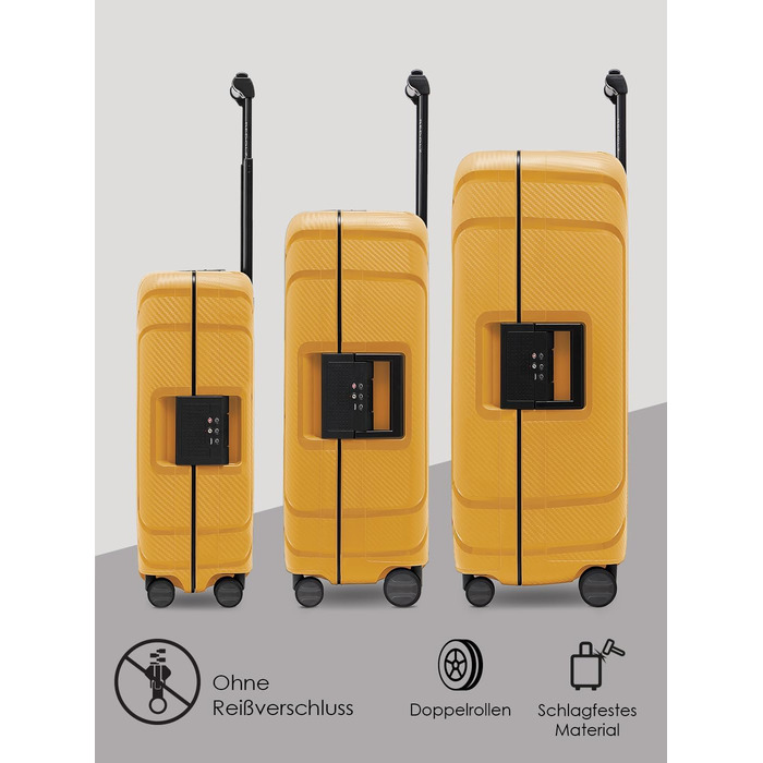 Набір валіз REDOLZ Hartschalen 3-в-1 (L/M/S) з TSA-замком | Жовтий | З поліпропілену | 75/65/55 см