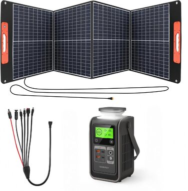 Портативна електростанція 192Wh LiFePO4, 140W USB-C, сонячний генератор 180W для кемпінгу, подорожей, надзвичайних ситуацій (196Wh+100W)