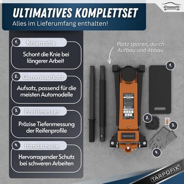 Гідравлічний домкрат Tarpofix® для автомобілів (3т, 85-475мм), низькопрофільний, помаранчевий - Преміум якість