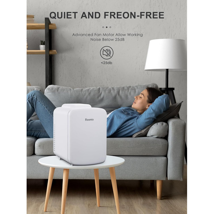 Міні-холодильник Reemix, 4 літри/6 банок, портативний охолоджувач та підігрівач, персональний холодильник для догляду за шкірою, косметики, напоїв, продуктів, ідеальний для спальні, офісу, авто