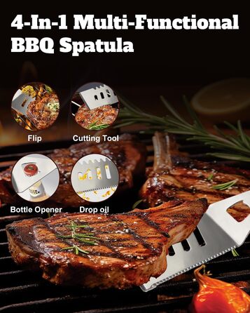 Набір гриль-посуду 28 предметів з нержавіючої сталі, професійний аксесуар для гриля з сумкою, подарунок на День народження/Різдво для чоловіків, для саду та кемпінгу, BBQ