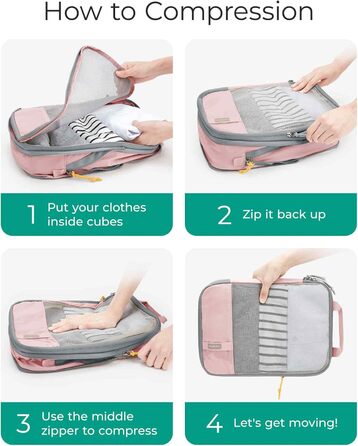 Набір органайзерів для одягу та подорожей BAGSMART (6 предметів), компресійні пакувальні куби з мішком для білизни, чорний