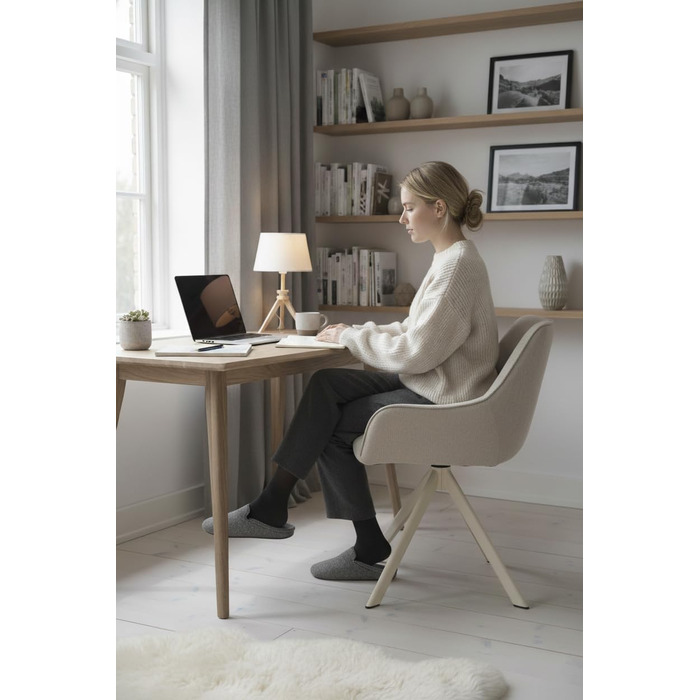 Обідні стільці поворотні, комплект 6 шт. з підлокітниками, 30° поворот, м'який стілець з льону, сучасний поворотний стілець для кухні, їдальні, вітальні, офісу, колір коричневий, металевий каркас, спинка