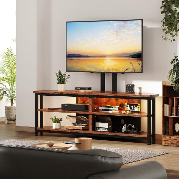 Тужба з полицями та кріпленням для телевізора Dripex кутова низька 120 см з LED підсвіткою