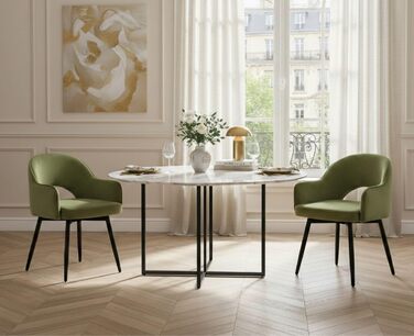 4 крісла з оксамиту для їдальні, обертаються на 360°, кухонні крісла з підлокітниками, м'які бокові крісла для дому, офісу, вітальні (53*58*78 см, зелені)