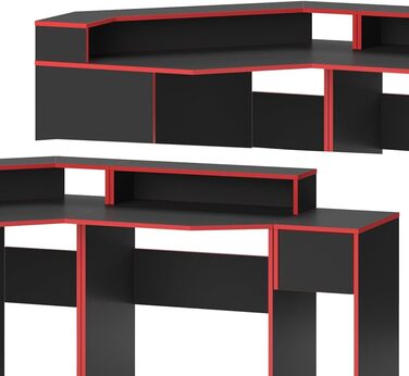Ігровий стіл Vicco Kron, /чорний, 220 x 90 см Форма куточка (червоний)
