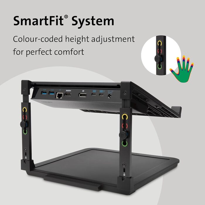Підставка для ноутбука Kensington SmartFit, регульована по висоті, до 15.6 дюймів, з антиковзким покриттям та слотом Kensington, K52783WW. Підходить для ноутбуків з док-станцією