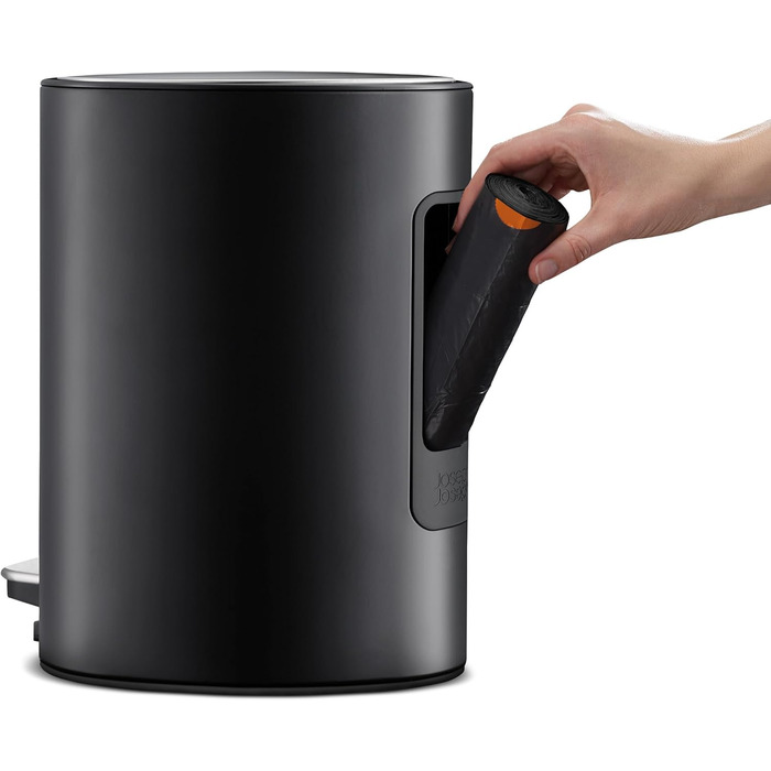 Сміттєве відро Joseph Joseph EasyStore Luxe 5л з нержавіючої сталі, з автоматичним закриттям кришки, знімним внутрішнім відром, для ванної, спальні, офісу (Чорний)