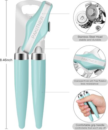 Ручний відкривач консерв з магнітом, з нержавіючої сталі, з відкривачем пляшок Aqua Sky