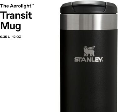 Термокружка Stanley Aerolight Transit - 350 мл, чорна - Зберегає тепло до 6 годин, миється в посудомийній машині, для кави з собою