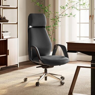 Крісло офісне EUREKA ERGONOMIC з шкіри, чорне: регульоване, ергономічне, для офісу та дому