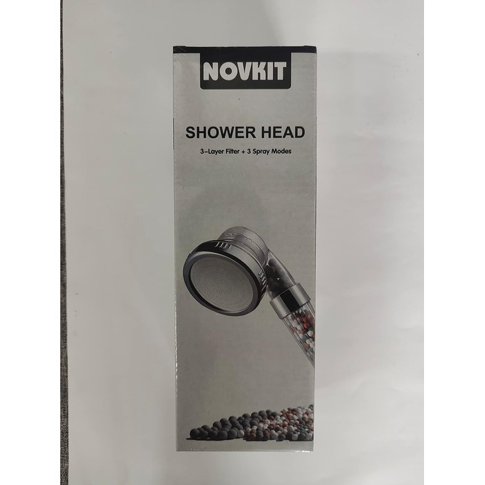 Душова лійка NOVKIT з еко-іонним фільтром, 3 режими розпилення, 3-шарова фільтрація (60 символів)